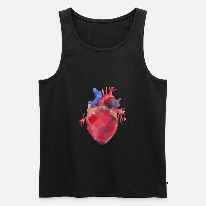 Herz Lowpoly - Männer Premium Bio Tank Top - Schwarz