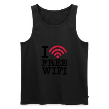 I love free wifi - Farbwechsel - Männer Premium Bio Tank Top - Schwarz - Vorne - AI Model Male 178 light (178cm)