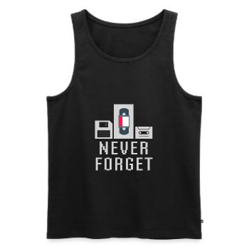 Never Forget Floppy Disk Video Tape Cassette Tech - Men's Premium Organic Tank Top - black - Front - AI Model Male 178 light (178cm)