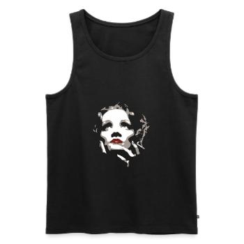 Marlene Dietrich Weiss - Männer Premium Bio Tank Top - Schwarz - Vorne - AI Model Male 178 light (178cm)