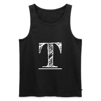 Giant T Letter - by hand (white) - Men's Premium Organic Tank Top - black - Front - Michal (187cm)