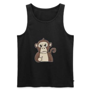 Le singe grincheux tient le majeur - Débardeur bio Premium Homme - noir - Devant - AI Model Male 178 light (178cm)
