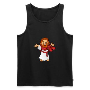 Jesus als Comicfigur Geschenk Geschenkidee - Männer Premium Bio Tank Top - Schwarz - Vorne - AI Model Male 178 light (178cm)