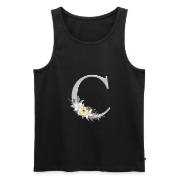 Personalisierbar Monogramm Watercolour Floral C - Männer Premium Bio Tank Top - Schwarz - Vorne - AI Model Male 178 light (178cm)