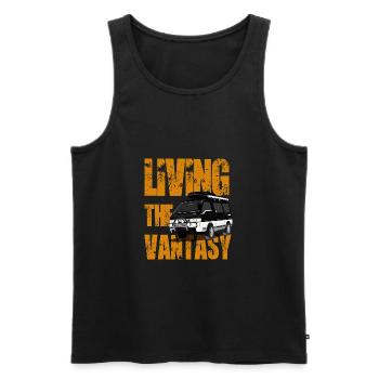 Living the Vantasy - Van Camping Camper - Débardeur bio Premium Homme - noir - Devant - AI Model Male 178 light (178cm)