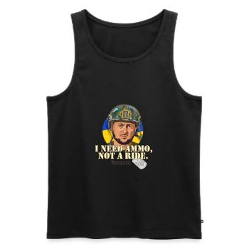 Zelensky quote ammunition carpooling - Men's Premium Organic Tank Top - black - Front - AI Model Male 178 light (178cm)