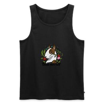 Das Glück BullTerrier - Bringé - Männer Premium Bio Tank Top - Schwarz - Vorne - Michal (187cm)