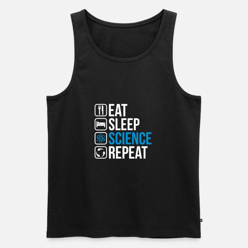 Eat Sleep Science Repeat - Männer Premium Bio Tank Top - Schwarz