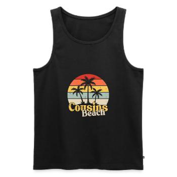 Cousins Beach - Men's Premium Organic Tank Top - black - Front - AI Model Male 178 light (178cm)