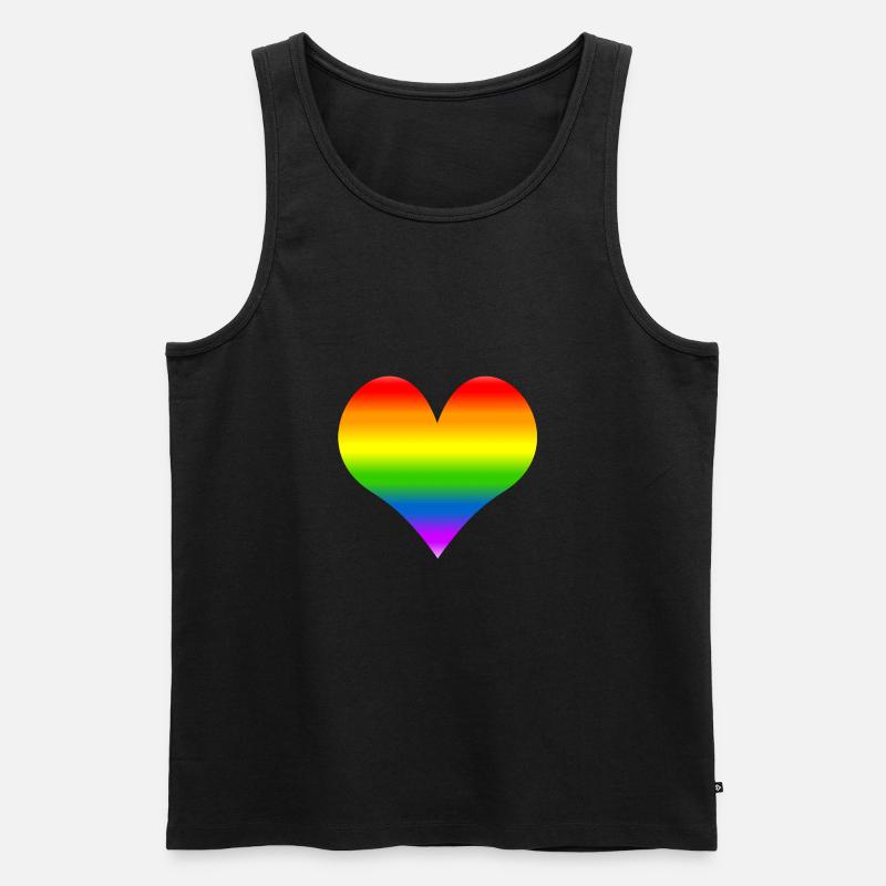 Regenbogenherz - Männer Premium Bio Tank Top - Schwarz