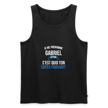 Gabriel super pouvoir homme - Débardeur bio Premium Homme - noir - Devant - Michal (187cm)