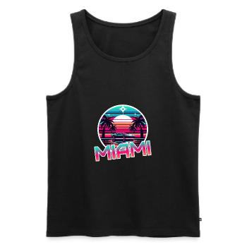 Miami Retro Wave 80er Jahre Vintage Design - Männer Premium Bio Tank Top - Schwarz - Vorne - AI Model Male 178 light (178cm)