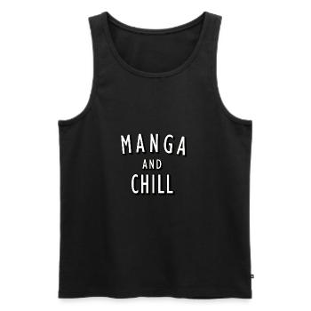 Manga et Chill - Débardeur bio Premium Homme - noir - Devant - AI Model Male 178 light (178cm)
