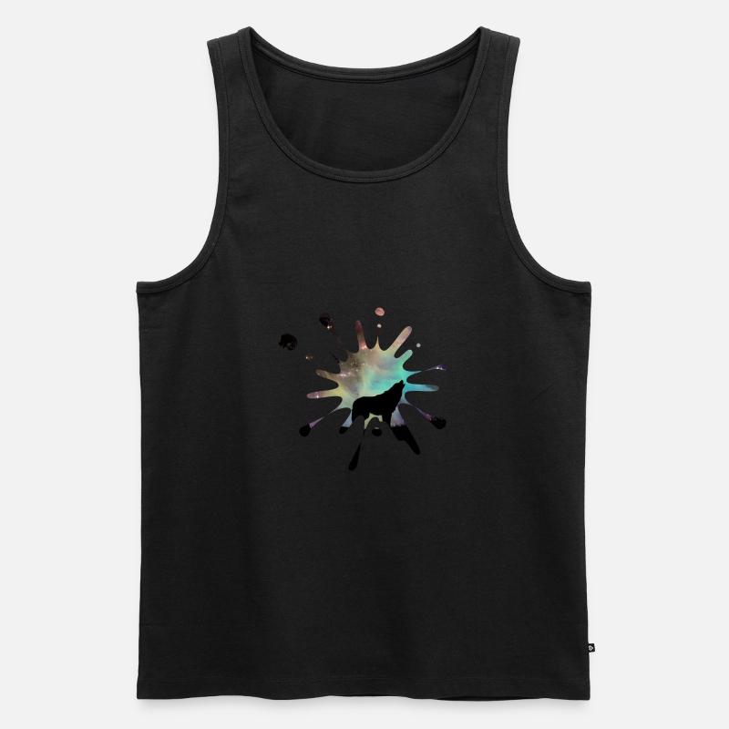 Farbklecks Wolf - Männer Premium Bio Tank Top - Schwarz