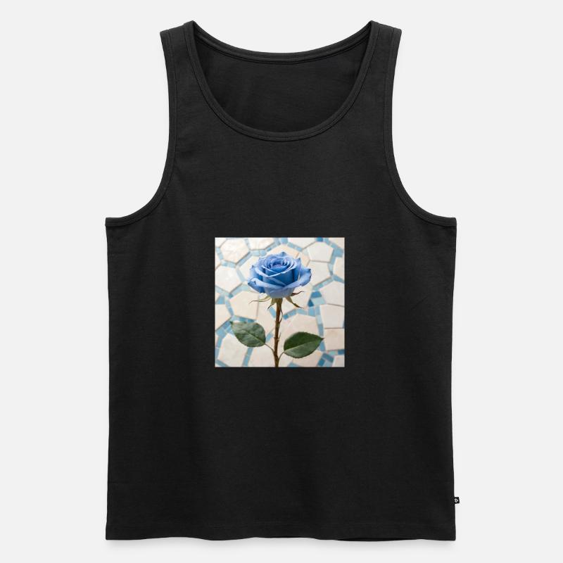 Schöne blaue Rose - Männer Premium Bio Tank Top - Schwarz