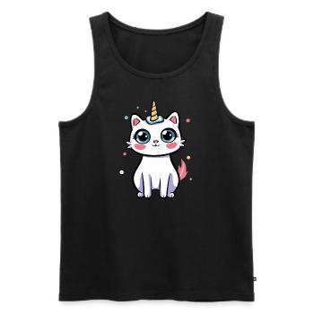 Chat licorne - Débardeur bio Premium Homme - noir - Devant - AI Model Male 178 light (178cm)