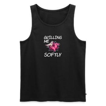 BBQ BBQ Pig Wings Comic Funny Saying - Men's Premium Organic Tank Top - black - Front - Michal (187cm)