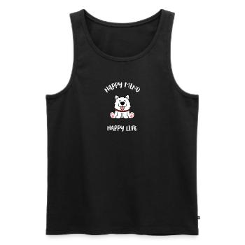 Mignon Chien Samoyède Heureux Heureux Joyeux - Débardeur bio Premium Homme - noir - Devant - Michal (187cm)
