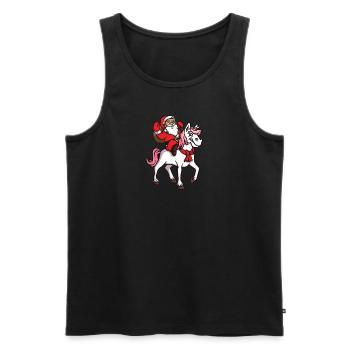 Einhorn Weihnachtsmann Comic Santa Claus XMAS - Männer Premium Bio Tank Top - Schwarz - Vorne - Michal (187cm)