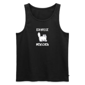 Cat hates people I hate people - Men's Premium Organic Tank Top - black - Front - AI Model Male 178 light (178cm)