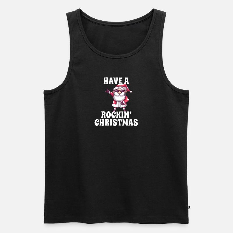 Rockiger Weihnachtsmann - Männer Premium Bio Tank Top - Schwarz