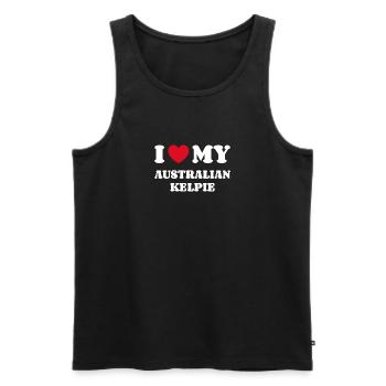 J’adore mon kelpie australien - Débardeur bio Premium Homme - noir - Devant - AI Model Male 178 light (178cm)