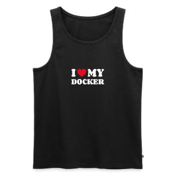 J’adore mon Docker - Débardeur bio Premium Homme - noir - Devant - Michal (187cm)