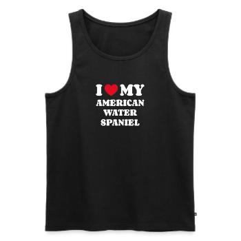 J’adore mon propriétaire de chien American Water Spaniel - Débardeur bio Premium Homme - noir - Devant - Michal (187cm)