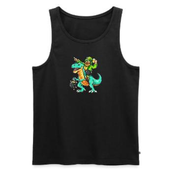 St. Patrick's Day Leprechaun Leprechaun Dino T-Rex Beer - Men's Premium Organic Tank Top - black - Front - Michal (187cm)
