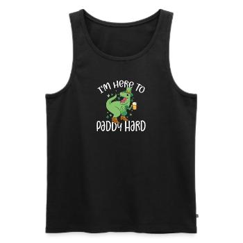 Leprechaun T-Rex Dino Bier I'm Here To Paddy Hard - Männer Premium Bio Tank Top - Schwarz - Vorne - AI Model Male 178 light (178cm)