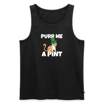St. Patrick's Day Naughty Thirsty Cat Leprechaun - Men's Premium Organic Tank Top - black - Front - AI Model Male 178 light (178cm)