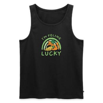 Saint-Patrick Chat heureux Kitty Chaton - Débardeur bio Premium Homme - noir - Devant - Michal (187cm)