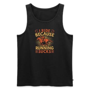Hobby Horse Rider Because Running Sucks - Männer Premium Bio Tank Top - Schwarz - Vorne - AI Model Male 178 light (178cm)