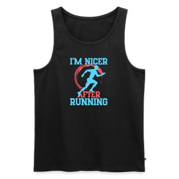 Courir Je suis plus sympa après le cadeau du marathonien - Débardeur bio Premium Homme - noir - Devant - AI Model Male 178 light (178cm)