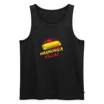 Funny Harmonica Player Killaz Harmonica - Männer Premium Bio Tank Top - Schwarz - Vorne - AI Model Male 178 light (178cm)