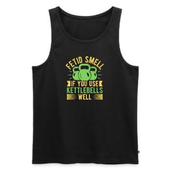 Fanatiques de fitness Fetid Smell Utiliser des kettlebells - Débardeur bio Premium Homme - noir - Devant - AI Model Male 178 light (178cm)