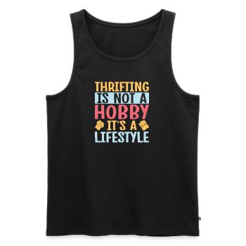 Thrift Shopper Thrifting Not A Hobby A Lifestyle - Men's Premium Organic Tank Top - black - Front - AI Model Male 178 light (178cm)