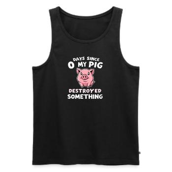 0 Days Since My Pig Destroyed Something Fun - Männer Premium Bio Tank Top - Schwarz - Vorne - AI Model Male 178 light (178cm)
