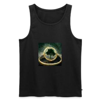 World Tree - Men's Premium Organic Tank Top - black - Front - AI Model Male 178 light (178cm)