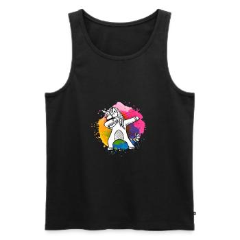 Tamponner licorne, licorne, licornes avec des couleurs - Débardeur bio Premium Homme - noir - Devant - Michal (187cm)
