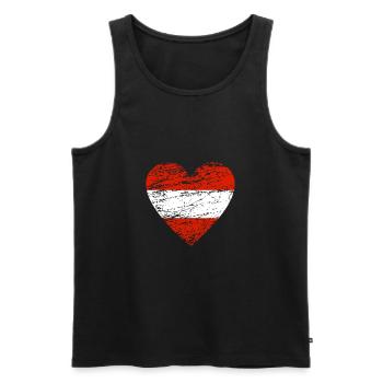 Drapeau Autriche coeur vintage amour Autriche Vienne - Débardeur bio Premium Homme - noir - Devant - AI Model Male 178 light (178cm)