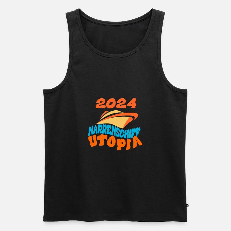 Narrenschiff Utopia, Strauß Zitat - Männer Premium Bio Tank Top - Schwarz