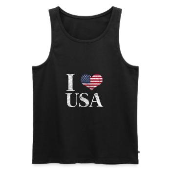 Cadeau drapeau USA drapeau américain Amérique - Débardeur bio Premium Homme - noir - Devant - AI Model Male 178 light (178cm)