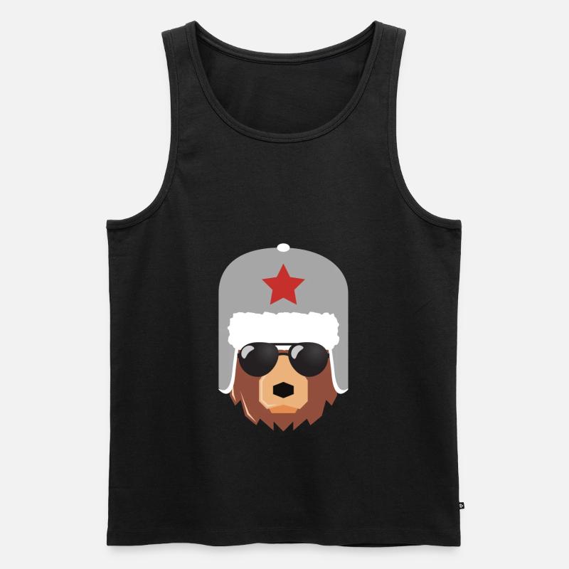 Ours russe, Russie, Poutine, - Débardeur bio Premium Homme - noir