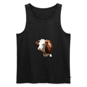 Kuh - Männer Premium Bio Tank Top - Schwarz - Vorne - Michal (187cm)