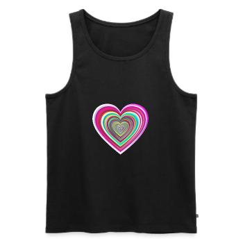 Coeur coloré avec effet 3D - Débardeur bio Premium Homme - noir - Devant - AI Model Male 178 light (178cm)