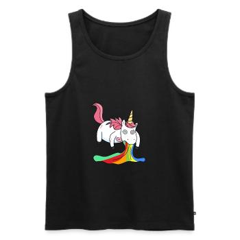 Puking unicorn rainbow - Men's Premium Organic Tank Top - black - Front - AI Model Male 178 light (178cm)