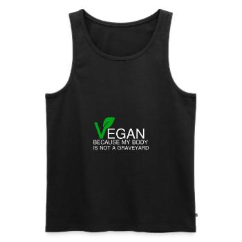 VEGAN PARCE QUE MON CORPS N'EST PAS UN JARDIN - Débardeur bio Premium Homme - noir - Devant - AI Model Male 178 light (178cm)
