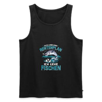 Fischer Rentenplan Angler Vater Geschenk Fischen - Männer Premium Bio Tank Top - Schwarz - Vorne - Michal (187cm)