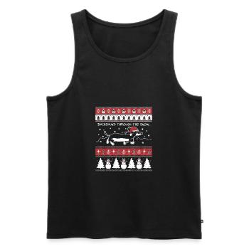 Teckel de Noël moche à travers la neige - Débardeur bio Premium Homme - noir - Devant - Michal (187cm)